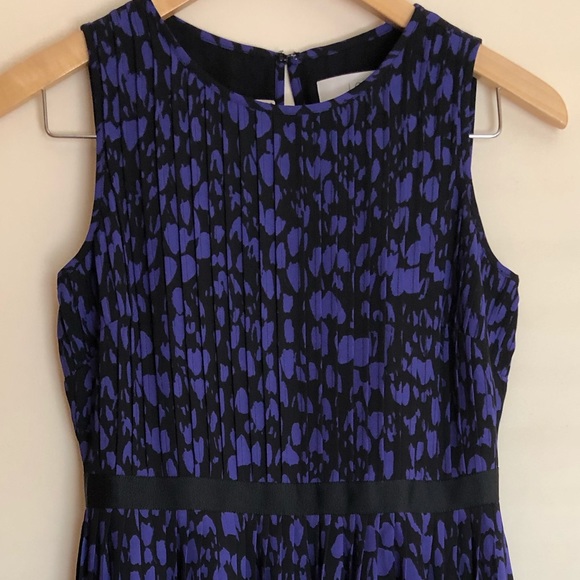 LOFT BLACK AND PURPLE PRINT SLEEVELESS DRESS👗Sz0P - Picture 5 of 12